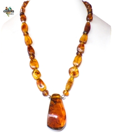 Collar con Ámbar Cognac & Plata Ley 925 (FL1)