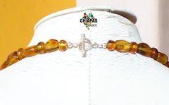 Collar con Ámbar Cognac & Plata Ley 925 (FL1) - Chiapas Mágico
