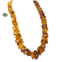 Collar Con Chips De Ámbar Amarillo & Plata Ley 925 (60 CM) - comprar en línea