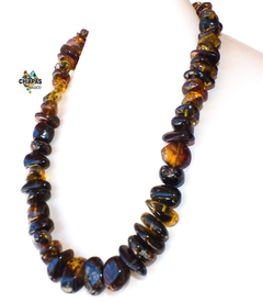 Collar Chips De Ámbar Musgoso & Plata Ley (57 CM) - comprar en línea