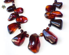 Exclusivo Collar con Dijes de Ámbar Rojo Auténtico & Plata Ley (54 CM) - comprar en línea