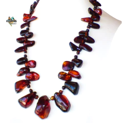 Exclusivo Collar con Dijes de Ámbar Rojo Auténtico & Plata Ley (54 CM) - Chiapas Mágico
