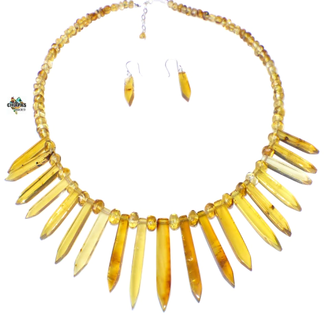 Collar con Dijes de Ambar & Plata Ley (Con Insectos)