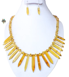 Collar con Dijes de Ambar & Plata Ley (Con Insectos) - Chiapas Mágico