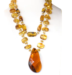 Collar Doble de Ámbar Auténtico & Plata Ley (Con Insectos) - comprar en línea