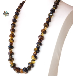 Collar Con Donas De Ámbar Faceteadas, Esferas & Plata Ley (62 CM) - comprar en línea
