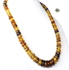 Collar Con Donas De Ámbar Auténtico & Plata Ley (DN3) - comprar en línea