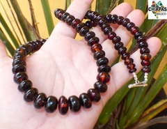 Imagen de Collar con Donas de Ámbar Rojo & Plata Ley (52 CM)