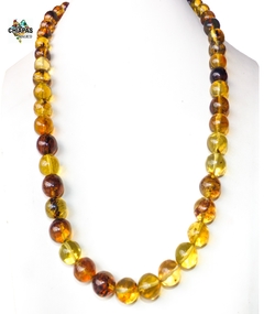 Collar Con Esferas De Ámbar & Plata Ley (57.5 CM) - comprar en línea