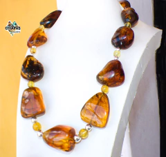 Collar con Ámbar Auténtico & Plata Ley (63 CM) en internet