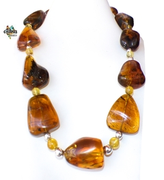 Collar con Ámbar Auténtico & Plata Ley (63 CM) - comprar en línea