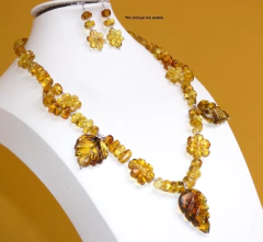 Collar de Plata con Flores & Hojas de Ámbar - Chiapas Mágico