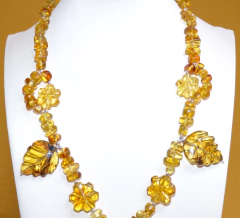 Collar de Plata con Flores & Hojas de Ámbar - tienda en línea