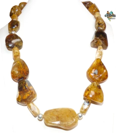 Collar De Ámbar Lechoso & Plata Ley (61.5 CM)