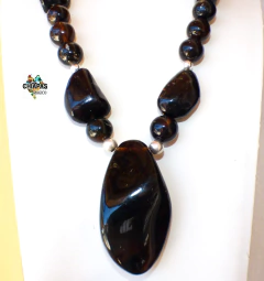Collar Con Ámbar Musgoso & Dije Central Rústico (58 CM) - Chiapas Mágico