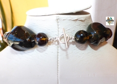 Collar Con Ámbar Musgoso & Dije Central Rústico (58 CM) - tienda en línea