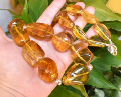 Collar Con Ámbar Auténtico & Plata Ley 75 CM (NL7)