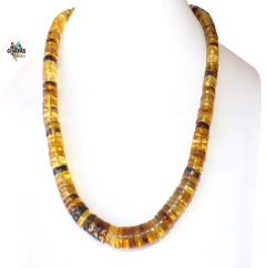 Collar Con Pucas De Ámbar Auténtico & Tejido Ajustable (PC2) - comprar en línea