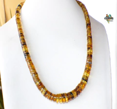 Collar Con Pucas De Ámbar & Tejido Ajustable (PMG) - comprar en línea