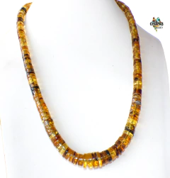 Collar Con Pucas De Ámbar & Tejido Ajustable (PMG)