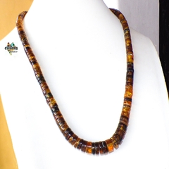 Collar con Pucas de Ámbar & Tejido Ajustable (PT1)