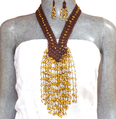Collar Tejido de Ámbar con Aretes / Racimo