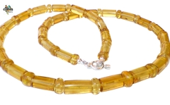 Collar con Tubos y Donas de Ámbar & Plata Ley (52 CM)