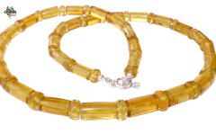 Collar con Tubos y Donas de Ámbar & Plata Ley (52 CM)