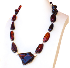 Exclusivo Collar Con Ámbar Rojo & Plata Ley (52 CM) en internet