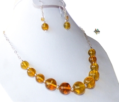 Coordinado Collar Y Aretes De Ámbar Auténtico & Plata Ley (CM2) en internet