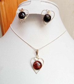 Coordinado Corazones En Ámbar Rojo & Plata Ley en internet