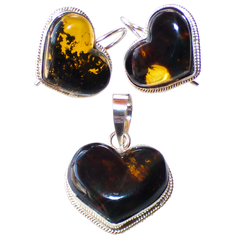 Coordinado Corazones de Ámbar Musgoso & Plata Ley