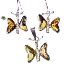 Coordinado Mariposas De Ámbar & Plata Ley