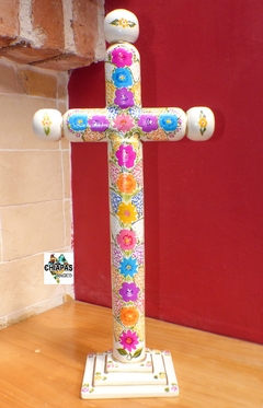 Cruz de Pedestal Chiapa de Corzo Laca (50 CM) - Chiapas Mágico