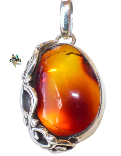 Dije De Ámbar Rojo & Plata Ley .950 (ARJ2)