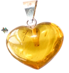 Dije Corazón De Ámbar & Plata Ley #009 (FT9)