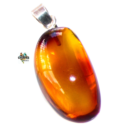 Dije de Ámbar Cognac Rojizo & Plata Ley