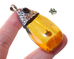 Dije de Ámbar con Insectos & Plata Ley #019 - tienda en línea