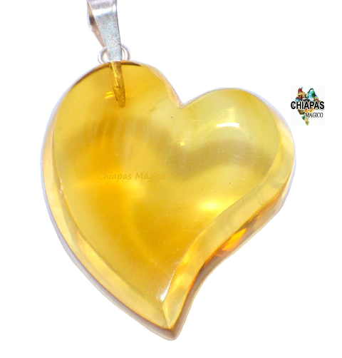 Dije Corazón de Ámbar & Plata Ley #028