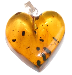 Dije Corazón de Ámbar & Plata Laminada #003 - comprar en línea