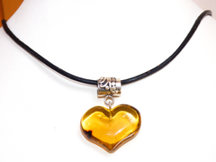 Dije Corazón de Ámbar & Plata Ley #014 - comprar en línea
