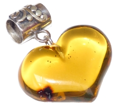 Dije Corazón de Ámbar & Plata Ley #014