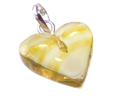 Dije Corazón De Ámbar & Plata Laminada #031