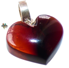 Dije Corazón De Ámbar Rojo & Plata Ley (AR25)