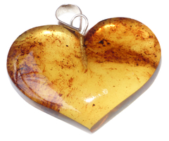 Dije Corazón de Ámbar & Plata Laminada #008