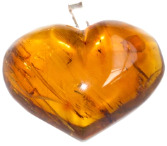 Dije Corazón de Ámbar & Plata Laminada #014 (Con insectos)