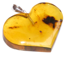 Dije Corazón de Ámbar & Plata Laminada #015