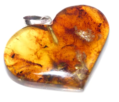 Dije Corazón de Ámbar & Plata Laminada #002