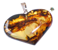 Dije Corazón de Ámbar & Plata Laminada #026