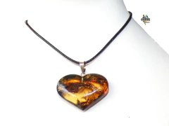 Dije Corazón de Ámbar & Plata Laminada #026 - comprar en línea